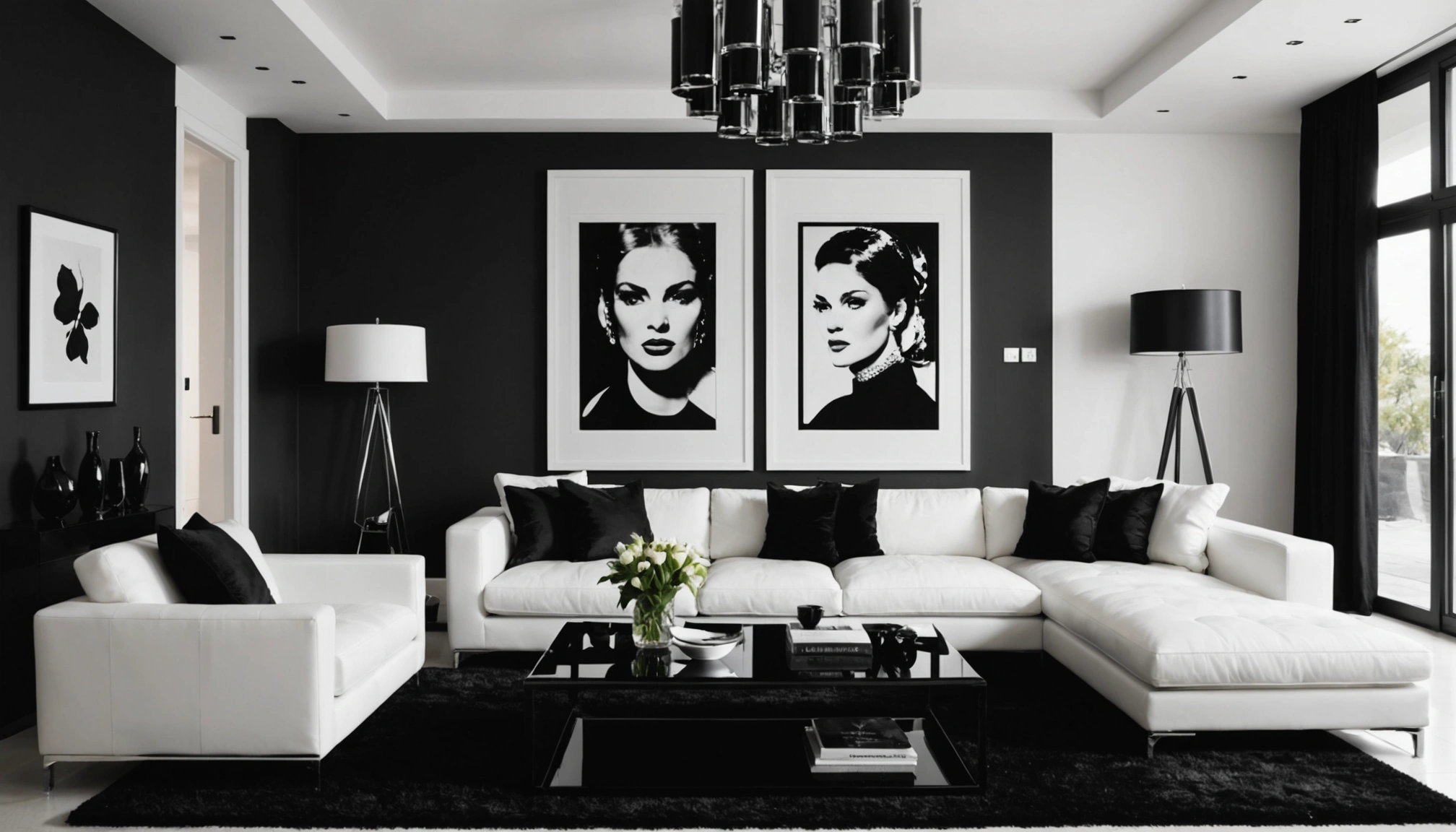 deko schwarz weiß wohnzimmer