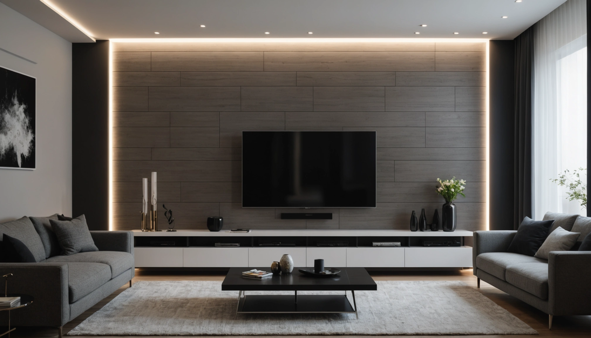 tv wand mit beleuchtung